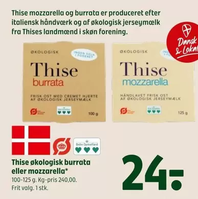 Thise økologisk burrata eller mozzarella