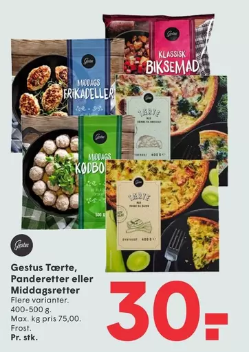 Tærte, Panderetter eller Middagsretter