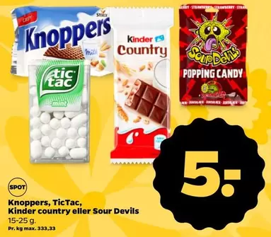 Kinder - Knoppers, TicTac,  country eller Sour Devils