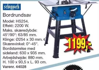 Bordrundsav Model: HS254