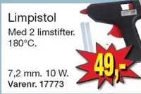 Limipistol Med 2 limstiftter. 180°C. 7,2 mm. 10 W. Varenr. 17773