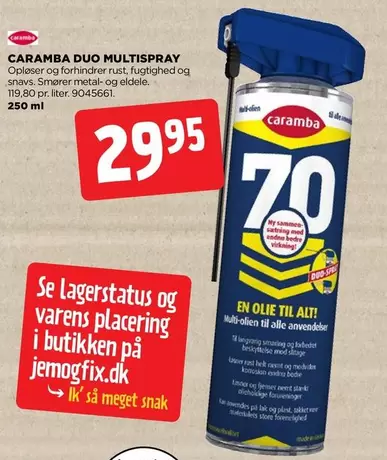 Duo - CARAMBA DUO MULTIS PRAY Oplssler og forhindrer rust, fugtighed og snss. Smssrer metal- og eldele. 250 ml