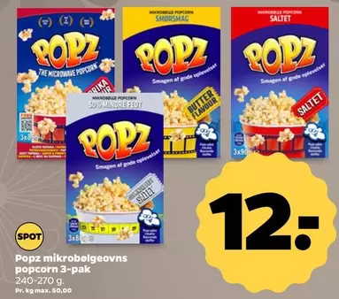 Popz mikrobølgeovns popcorn 3-pak