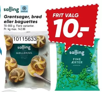 Grøntsager, brød eller baguettes