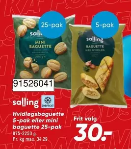 Hvidløgsbaguette 5-pak eller mini baguette 25-pak