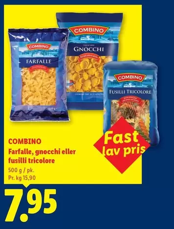 Farfalle, gnocchi eller fusilli tricolore