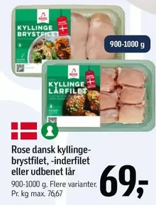 Rose - Kyllinge brystfilet, -inderfilet eller udbenet lår