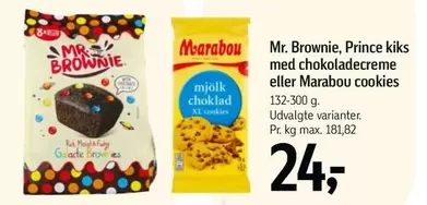Marabou - Mr. Brownie, Prince kiks med chokoladecreme eller cookies