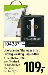 Uno Grande, Star eller Ernst Ludwig Riesling Bag-in-Box