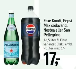 Pepsi - Faxe Kondi, Max sodavand, Nestea eller San Pellegrino