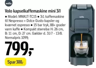 Nespresso - Volo kapselkaffemaskine mini 3i1