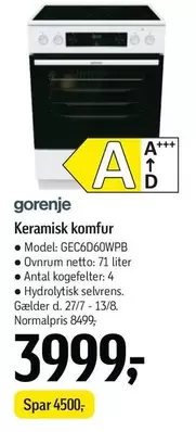 Keramisk komfur GEC6D60WPB