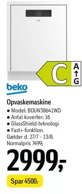 Opvaskemaskine BDUN38641WD