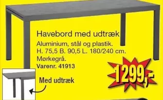 Havebord med udtræk Varenr. 41913