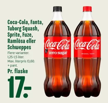 Coca Cola - Coca-Cola, Fanta, Tuborg Squash, Sprite, Fuze, Ramlösa eller Schweppes