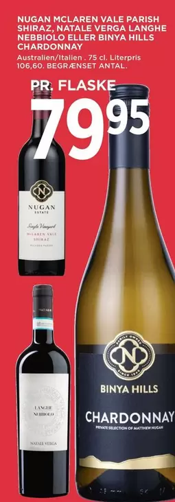 MCLAREN VALE PARISH SHIRAZ, NATALE VERGA LANGHE NEBBIOLO ELLER BINYA HILLS CHARDONNAY