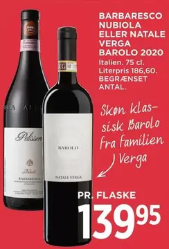 BARBARESCO NUBIOLA ELLER NATALE VERGA BAROLO 2020