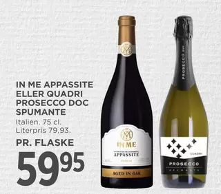 IN ME APPASSITE ELLER QUADRI PROSECCO DOC SPUMANTE