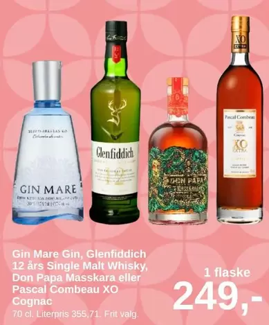 Gin Mare Gin, Glenfiddich 12 ans Single Malt Whisky, Don Papa Masskara eller Pascal Cambeau XO Cognac