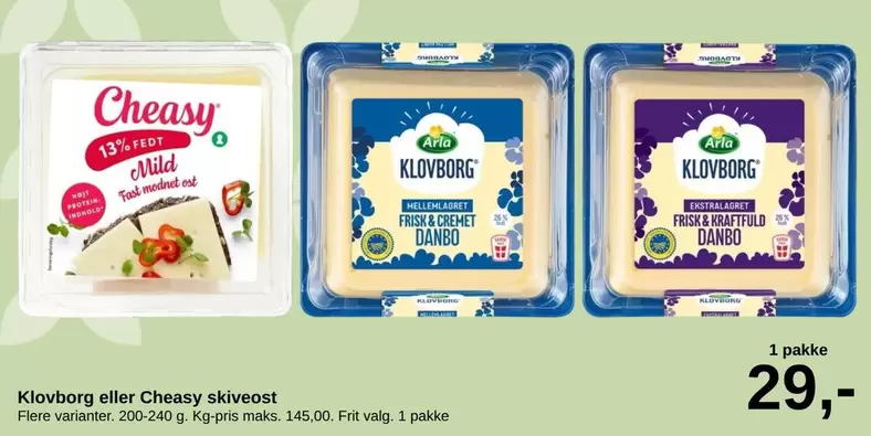 Arla - Klovborg eller Cheasy skiveost
