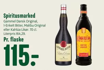 Malibu - Gammel Dansk Original, 1-Enkelt Bitter, Original eller Kahlúa Likør