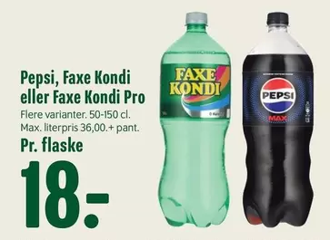 Pepsi - , Faxe Kondi eller Faxe Kondi Pro