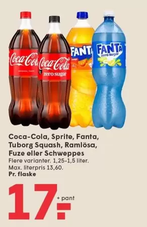 Coca Cola - Coca-Cola, Sprite, Fanta, Tuborg Squash, Ramlösa, Fuze eller Schweppes