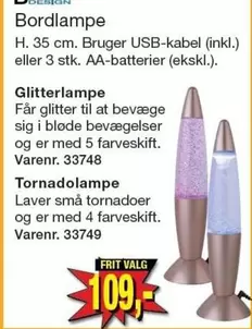Bordlampe, Glitterlampe, Tornadolampe