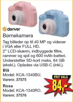 Børnekamera Model: KCA-1340BU / KCA-1340RO