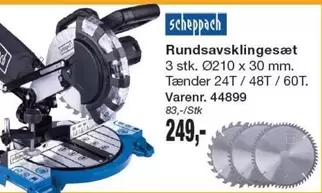 Rundsavsklingesæt 3 stk. Ø210 x 30 mm. Tænder 24T / 48T / 60T.