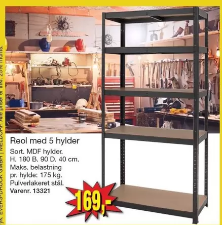 Reol med 5 hylder