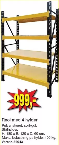 Reol med 4 hylder
