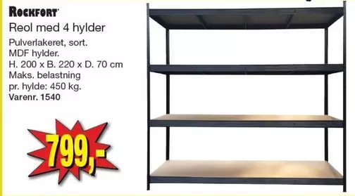 Reol med 4 hylder