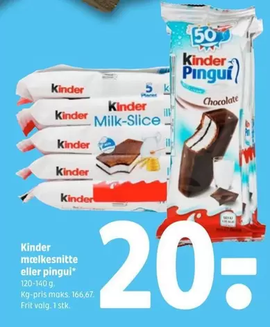 Kinder - Mælkesnitte eller Pingui