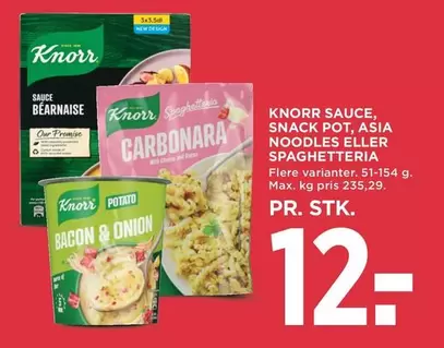 SAUCE, SNACK POT, ASIA NOODLES ELLER SPAGHETTERIA