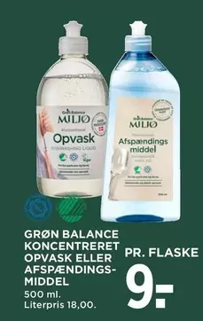 GRØN BALANCE KONCENTRERET OPVASK ELLER AFSPÆNDINGS-MIDDEL