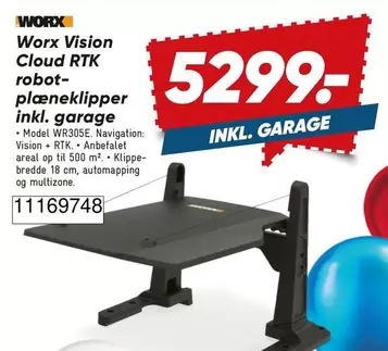 Robot - Worx Vision Cloud RTK robot-plæneklipper inkl. garage