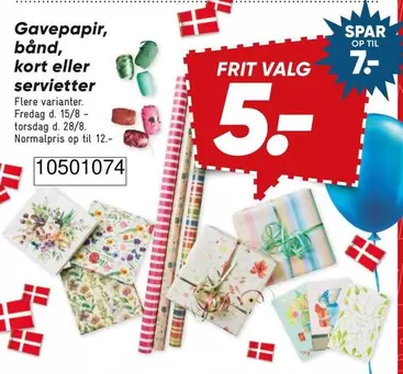 Kort - Gavepapir, bånd eller servietter