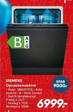 Siemens - Opvaskemaskine Model SN65ZX17CE