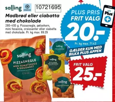 Madbrød eller ciabatta med chokolade
