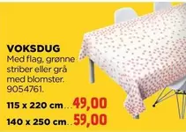 VOKSDUG Med flag, grønne striber eller grå med blomster. 9054761.