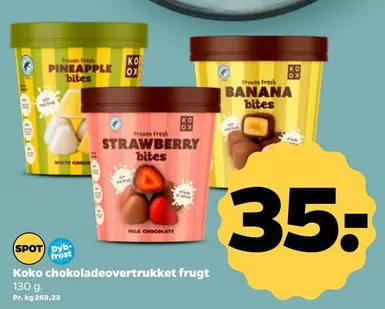 Koko chokoladeovertrukket frugt