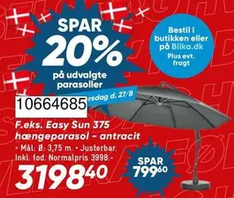 Easy -  Sun 375 hængeparasol - 10664685