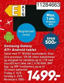 Galaxy - A11+ Android tablet