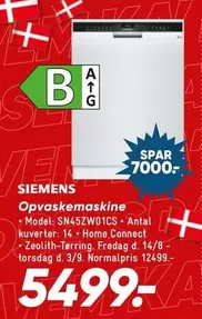 Siemens - Opvaskemaskine Model: SN45ZW01CS
