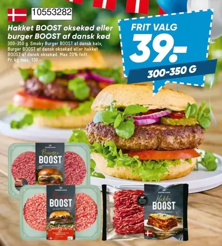 Hakket BOOST oksekød eller burger BOOST af dansk kød