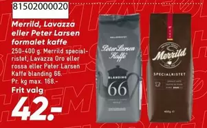Merrild, Lavazza eller Peter Larsen formalet kaffe