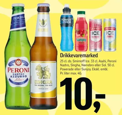 Ds - Smirnoff Ice, Asahi, Peroni Nastro, Singha, Nørrebro eller Sol