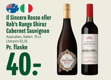 Il Sincero Rosso eller Rob's Range Shiraz Cabernet Sauvignon