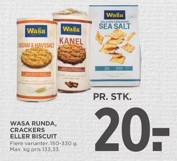 WASA RUNDA, CRACKERS ELLER BISCUIT